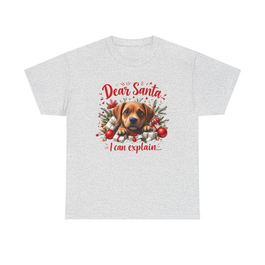 Christmas Dog Tee — "Dear Santa I Can Explain" Cute Puppy Holiday T‑Shirt