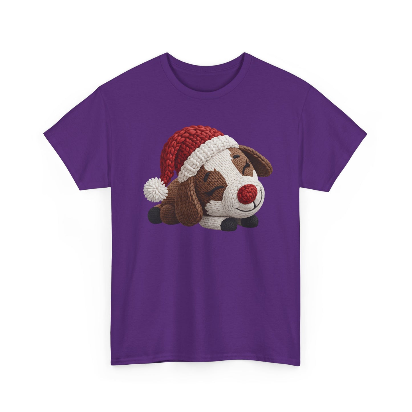 Christmas Puppy Tee - Cute Sleeping Dog with Santa Hat Graphic