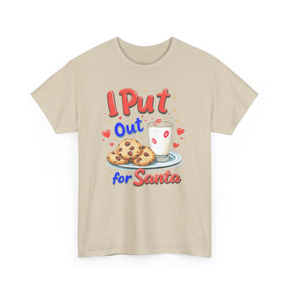 "I Put Out for Santa" T-Shirt - Funny Adult Christmas Humor Tee - Holiday Cookies and Milk Shirt
