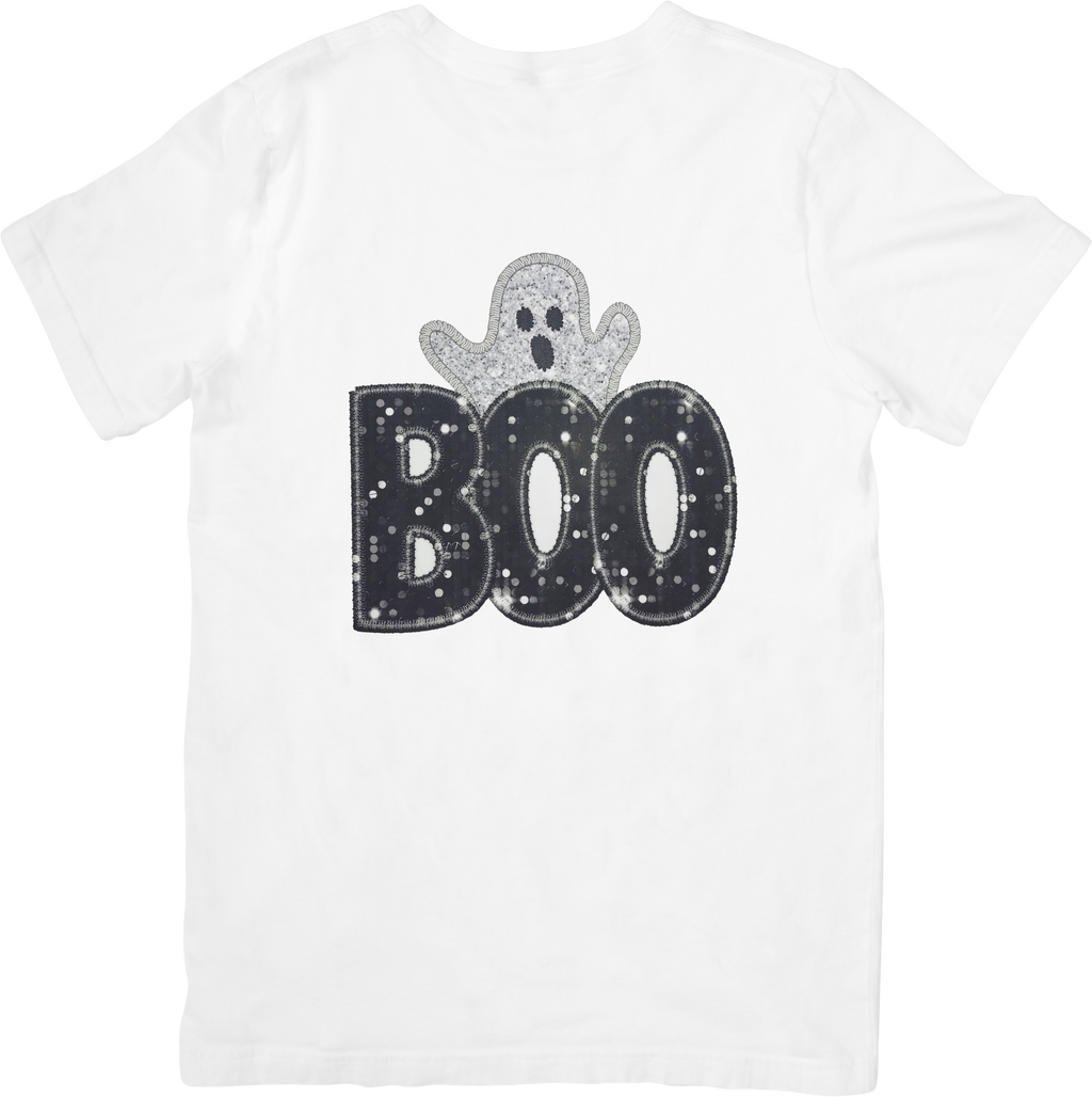 Boo Sequin Print Ghost T-Shirt