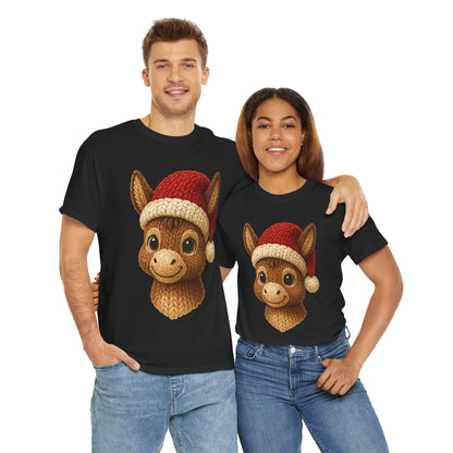 Christmas Donkey Tee — Cute Donkey Wearing Santa Hat Holiday T-Shirt