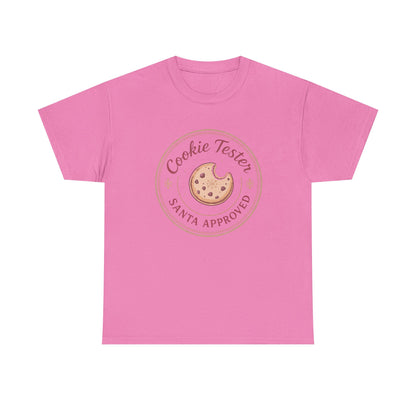 Cookie Tester Unisex Heavy Cotton Tee, Fun Cookie Lover Shirt, Santa Approved Gift, Holiday Apparel, Christmas Party Top