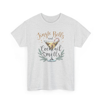 Jingle Bells Cocktail Tee, Unisex Heavy Cotton T-Shirt, Funny Holiday Shirt, Christmas Party Gift, Cozy Winter Wear, Festive Apparel