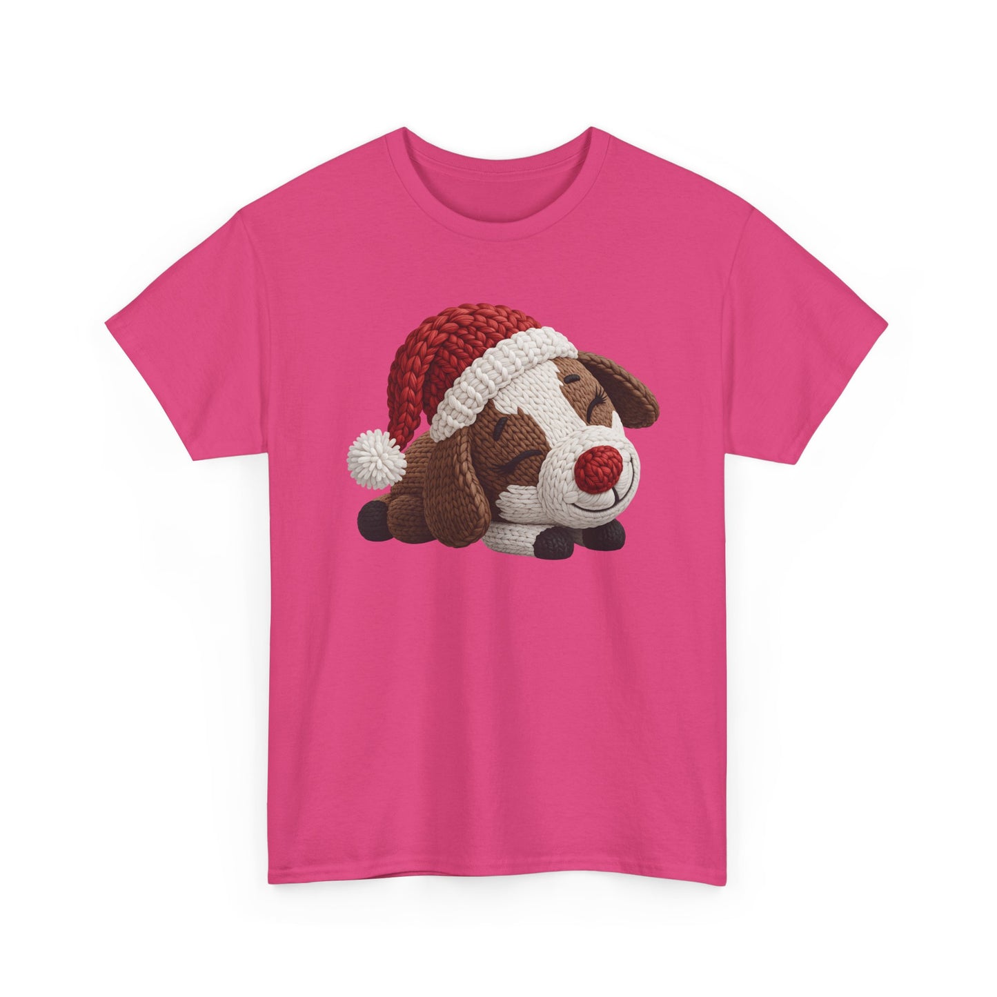 Christmas Puppy Tee - Cute Sleeping Dog with Santa Hat Graphic
