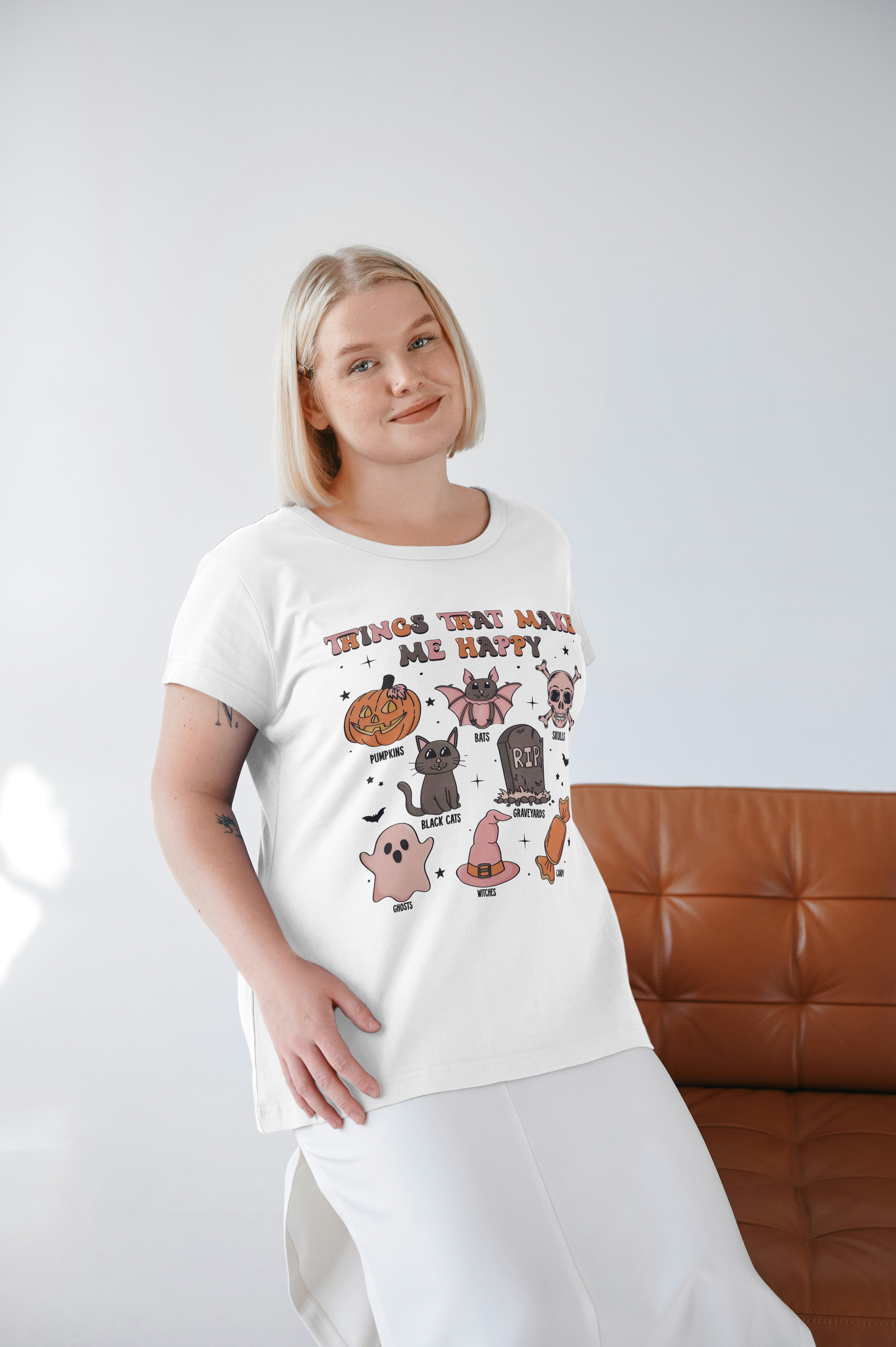 "Things That Make Me Happy" Retro Halloween Tee | Spooky Favorites Graphic T-Shirt