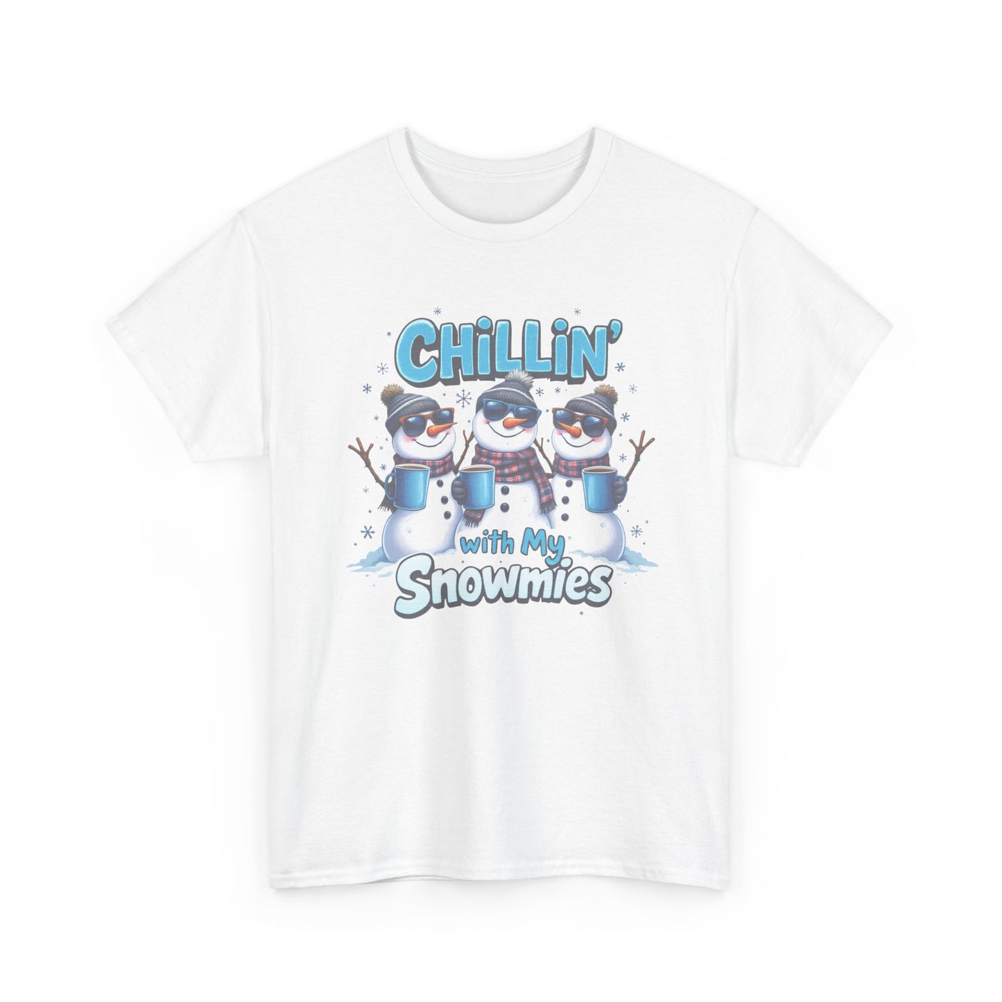 Chillin' with My Snowmies Unisex Heavy Cotton Tee, Funny Winter T-Shirt, Holiday Gift, Christmas Humor, Winter Apparel, Snowman Lovers