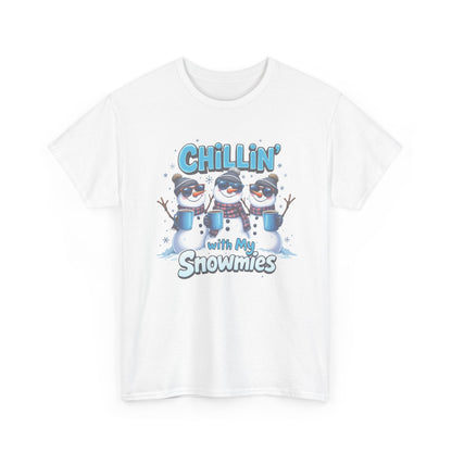 Chillin' with My Snowmies Unisex Heavy Cotton Tee, Funny Winter T-Shirt, Holiday Gift, Christmas Humor, Winter Apparel, Snowman Lovers