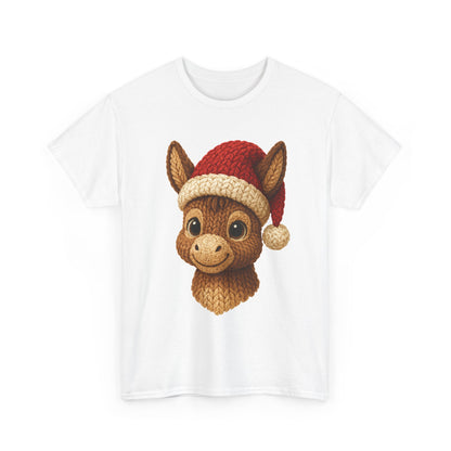 Christmas Donkey Tee — Cute Donkey Wearing Santa Hat Holiday T-Shirt