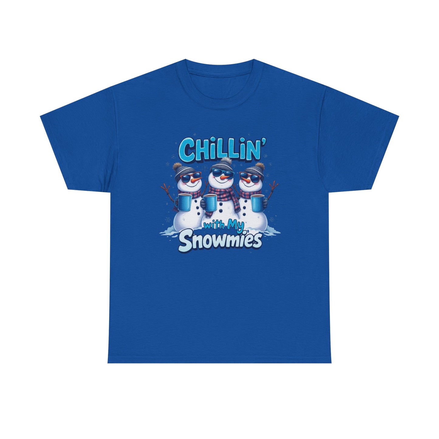 Chillin' with My Snowmies Unisex Heavy Cotton Tee, Funny Winter T-Shirt, Holiday Gift, Christmas Humor, Winter Apparel, Snowman Lovers