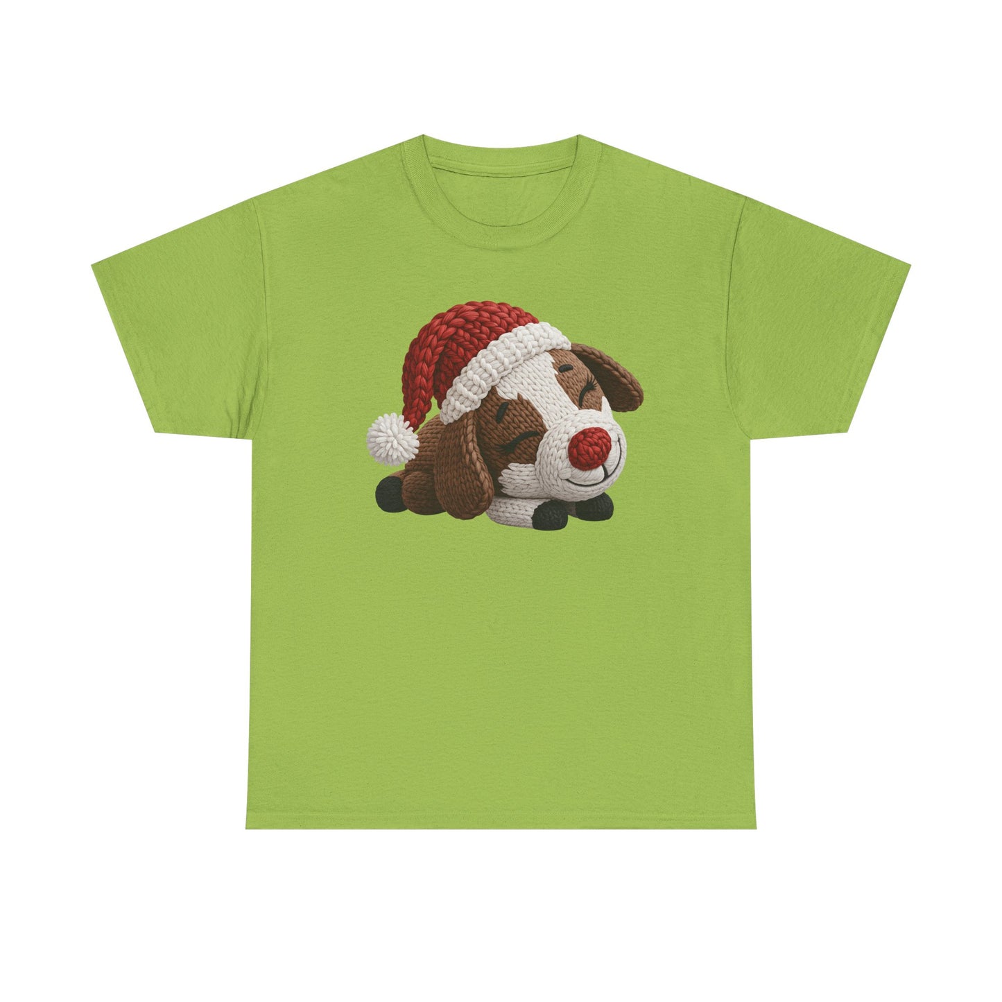 Christmas Puppy Tee - Cute Sleeping Dog with Santa Hat Graphic