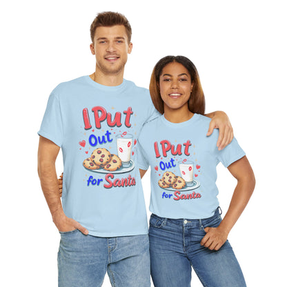 "I Put Out for Santa" T-Shirt - Funny Adult Christmas Humor Tee - Holiday Cookies and Milk Shirt