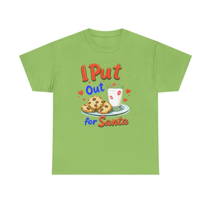"I Put Out for Santa" T-Shirt - Funny Adult Christmas Humor Tee - Holiday Cookies and Milk Shirt