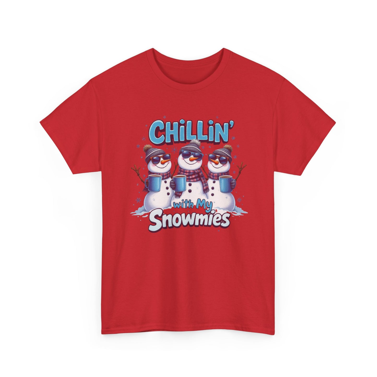 Chillin' with My Snowmies Unisex Heavy Cotton Tee, Funny Winter T-Shirt, Holiday Gift, Christmas Humor, Winter Apparel, Snowman Lovers