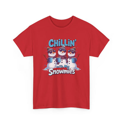 Chillin' with My Snowmies Unisex Heavy Cotton Tee, Funny Winter T-Shirt, Holiday Gift, Christmas Humor, Winter Apparel, Snowman Lovers