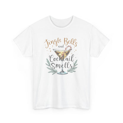 Jingle Bells Cocktail Tee, Unisex Heavy Cotton T-Shirt, Funny Holiday Shirt, Christmas Party Gift, Cozy Winter Wear, Festive Apparel