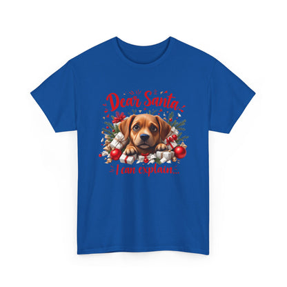 Christmas Dog Tee — "Dear Santa I Can Explain" Cute Puppy Holiday T‑Shirt