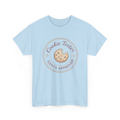 Cookie Tester Unisex Heavy Cotton Tee, Fun Cookie Lover Shirt, Santa Approved Gift, Holiday Apparel, Christmas Party Top