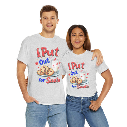 "I Put Out for Santa" T-Shirt - Funny Adult Christmas Humor Tee - Holiday Cookies and Milk Shirt