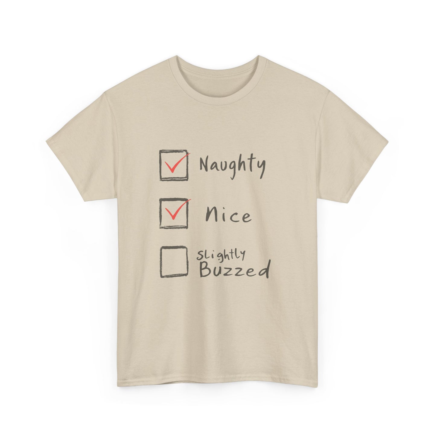 Playful Holiday Tee - Naughty, Nice, Slightly Buzzed Unisex Cotton Shirt, Funny Christmas Gift, Holiday Party Wear, Casual Festive Apparel