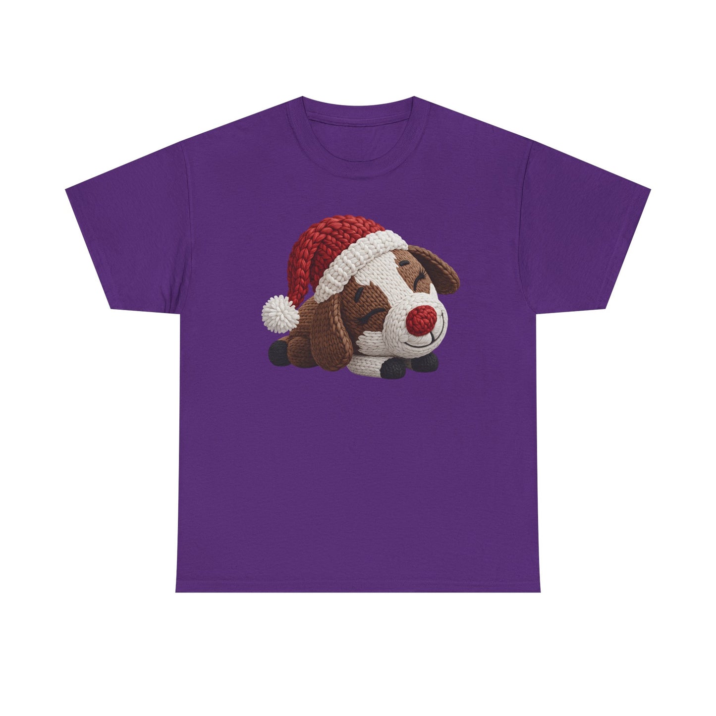Christmas Puppy Tee - Cute Sleeping Dog with Santa Hat Graphic