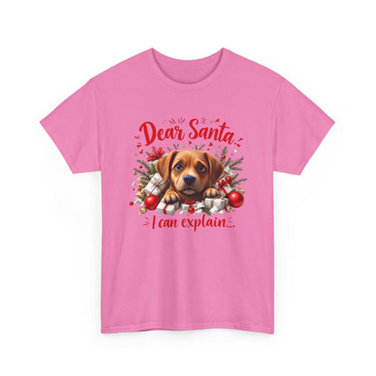 Christmas Dog Tee — "Dear Santa I Can Explain" Cute Puppy Holiday T‑Shirt