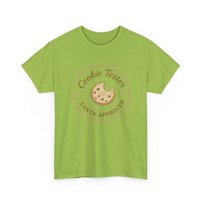 Cookie Tester Unisex Heavy Cotton Tee, Fun Cookie Lover Shirt, Santa Approved Gift, Holiday Apparel, Christmas Party Top