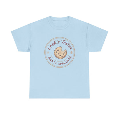 Cookie Tester Unisex Heavy Cotton Tee, Fun Cookie Lover Shirt, Santa Approved Gift, Holiday Apparel, Christmas Party Top