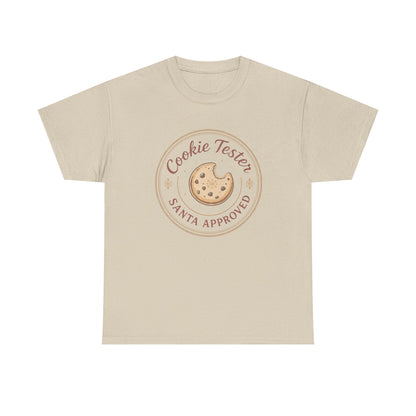 Cookie Tester Unisex Heavy Cotton Tee, Fun Cookie Lover Shirt, Santa Approved Gift, Holiday Apparel, Christmas Party Top
