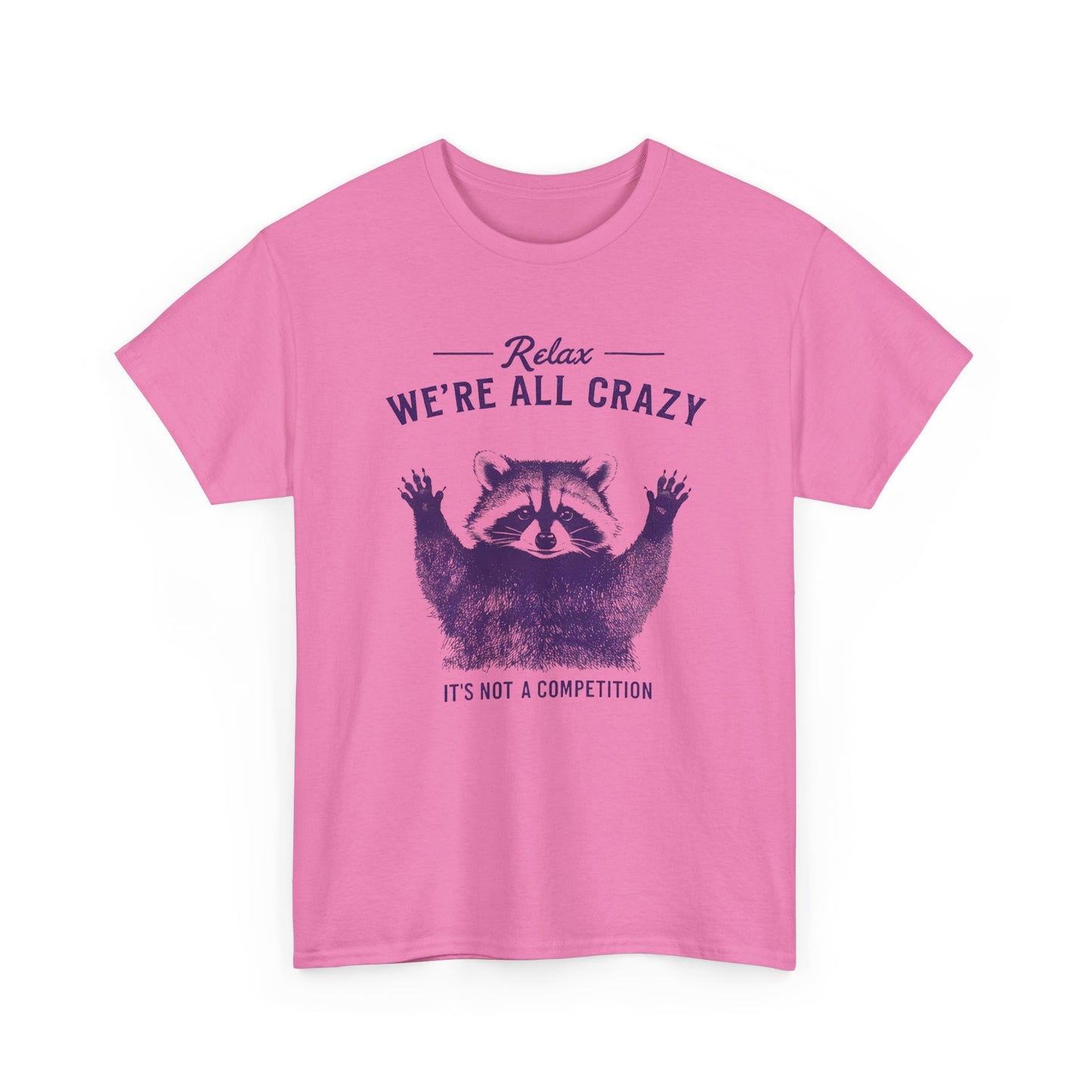 Raccoon "Relax We're All Crazy" T-Shirt — Funny Graphic Tee