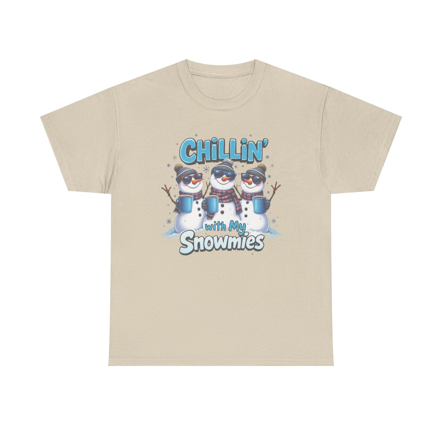 Chillin' with My Snowmies Unisex Heavy Cotton Tee, Funny Winter T-Shirt, Holiday Gift, Christmas Humor, Winter Apparel, Snowman Lovers