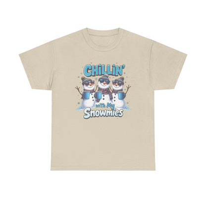 Chillin' with My Snowmies Unisex Heavy Cotton Tee, Funny Winter T-Shirt, Holiday Gift, Christmas Humor, Winter Apparel, Snowman Lovers