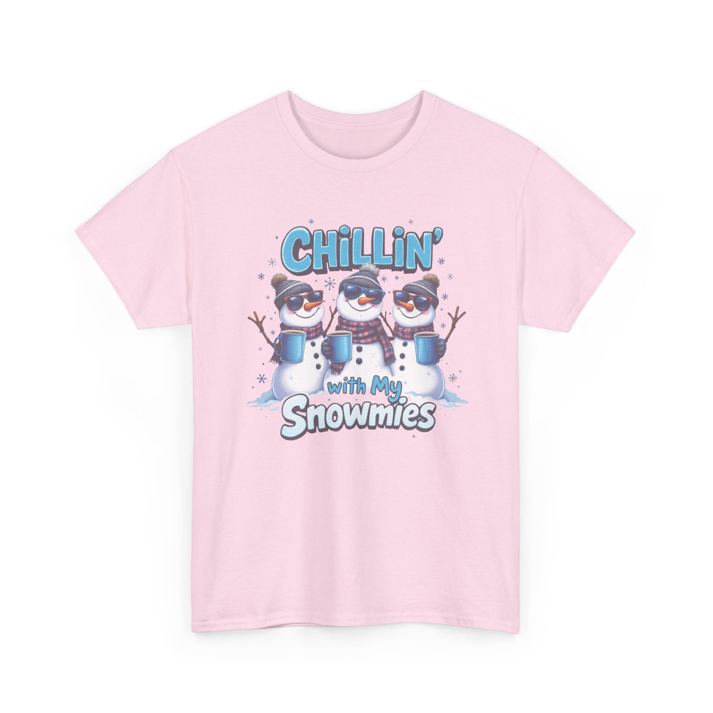 Chillin' with My Snowmies Unisex Heavy Cotton Tee, Funny Winter T-Shirt, Holiday Gift, Christmas Humor, Winter Apparel, Snowman Lovers