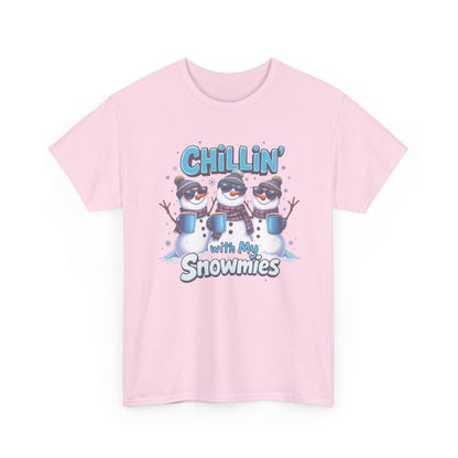 Chillin' with My Snowmies Unisex Heavy Cotton Tee, Funny Winter T-Shirt, Holiday Gift, Christmas Humor, Winter Apparel, Snowman Lovers