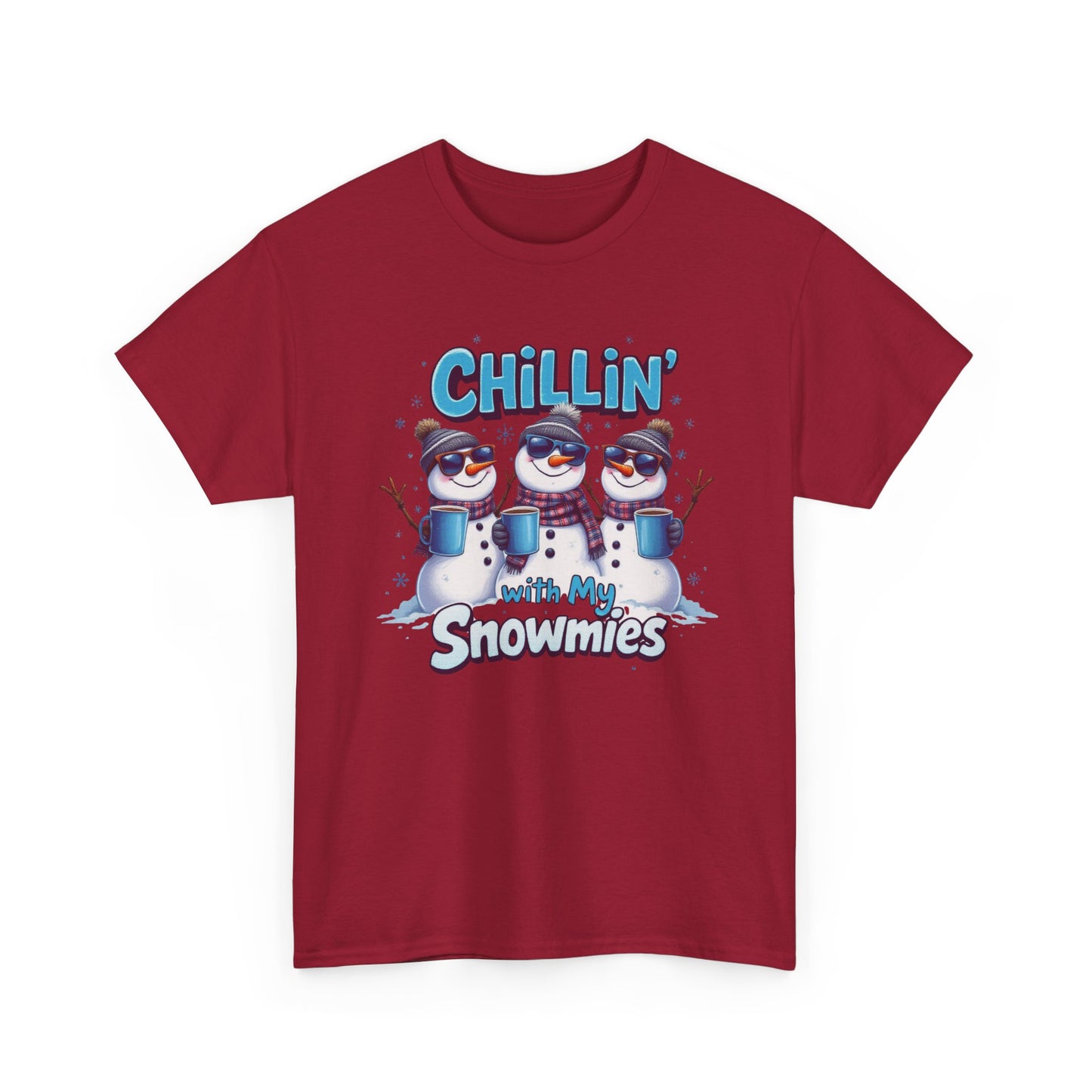 Chillin' with My Snowmies Unisex Heavy Cotton Tee, Funny Winter T-Shirt, Holiday Gift, Christmas Humor, Winter Apparel, Snowman Lovers