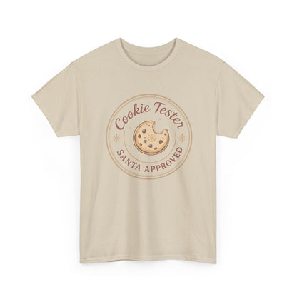 Cookie Tester Unisex Heavy Cotton Tee, Fun Cookie Lover Shirt, Santa Approved Gift, Holiday Apparel, Christmas Party Top